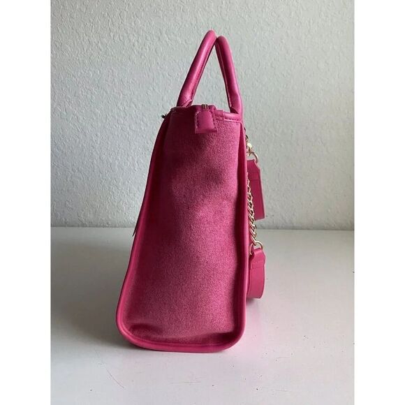 Juicy Couture Beach Tote Pink Flash Terry Cloth Embroidered Logo Bag Purse NEW - Picture 6 of 13